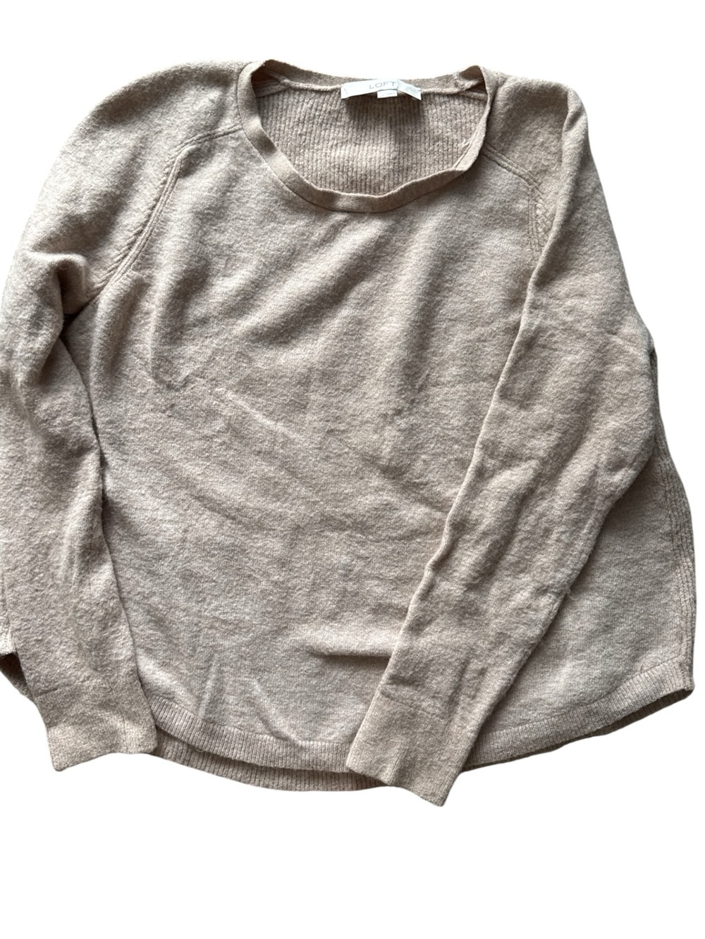 LOFT Beige Crewneck Sweater